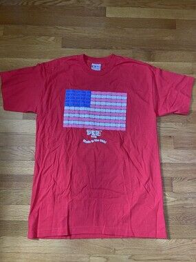 Red Pez Candy American Flag Short Sleeve T Shirt Mens Size Large 100% Cotton